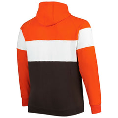 Cleveland Browns New Era Big & Tall Throwback Colorblock Fleece Raglan Pullover Hoodie - Orange/Brown discount