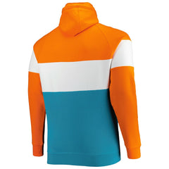 Miami Dolphins New Era Big & Tall Throwback Colorblock Raglan Pullover Hoodie - Aqua online