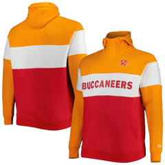 Tampa Bay Buccaneers New Era Big & Tall Throwback Colorblock Raglan Pullover Hoodie - Red discount
