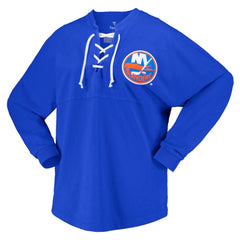 New York Islanders Fanatics Women's Spirit Lace-Up V-Neck Long Sleeve Jersey T-Shirt Royal