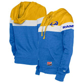 Los Angeles Rams New Era Women's Throwback Colorblock Full-Zip Hoodie - Royal/Gold discount