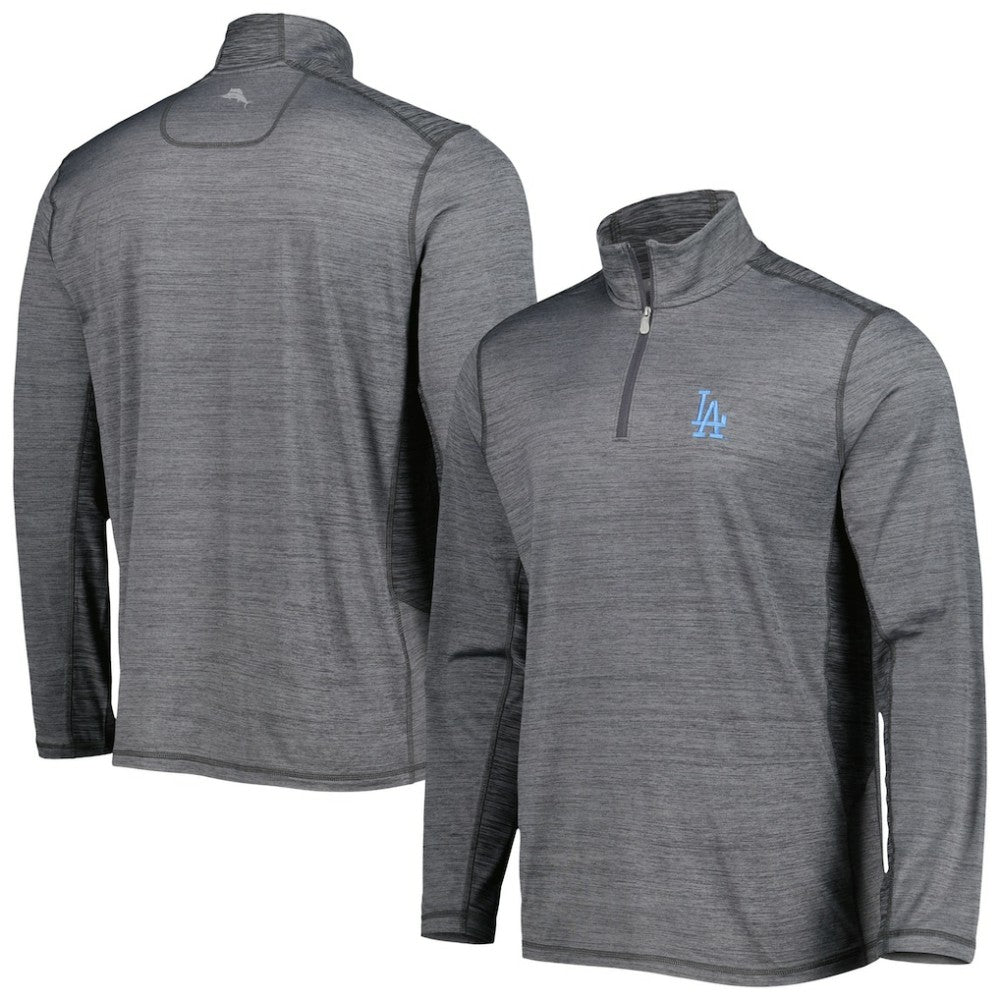 Los Angeles Dodgers Tommy Bahama Delray IslandZone Half-Zip Top - Gray