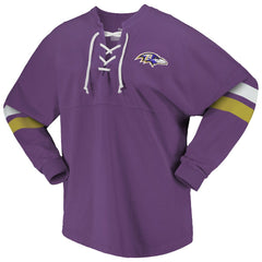 Baltimore Ravens Women's Spirit Jersey Lace-Up V-Neck Long Sleeve T-Shirt - Purple outlet