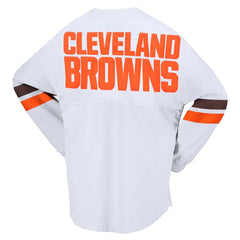 Cleveland Browns Women's Spirit Jersey Lace-Up V-Neck Long Sleeve T-Shirt - White cheap