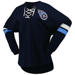 Tennessee Titans Women's Spirit Jersey Lace-Up V-Neck Long Sleeve T-Shirt - Navy discount
