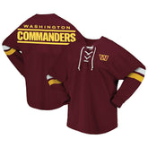 Washington Commanders Women's Spirit Jersey Lace-Up V-Neck Long Sleeve T-Shirt - Burgundy online