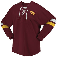 Washington Commanders Women's Spirit Jersey Lace-Up V-Neck Long Sleeve T-Shirt - Burgundy online