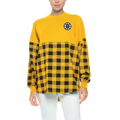 Boston Bruins Fanatics Women's Buffalo Check Long Sleeve T-Shirt Gold