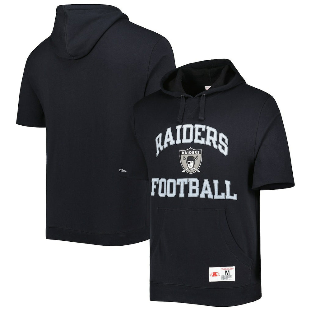 Las Vegas Raiders Washed Short Sleeve Pullover Hoodie - Black sale