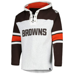 Cleveland Browns '47 Gridiron Lace-Up Pullover Hoodie - Heather Gray online
