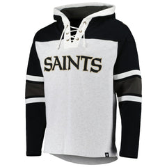New Orleans Saints '47 Gridiron Lace-Up Pullover Hoodie - Heather Gray on sale