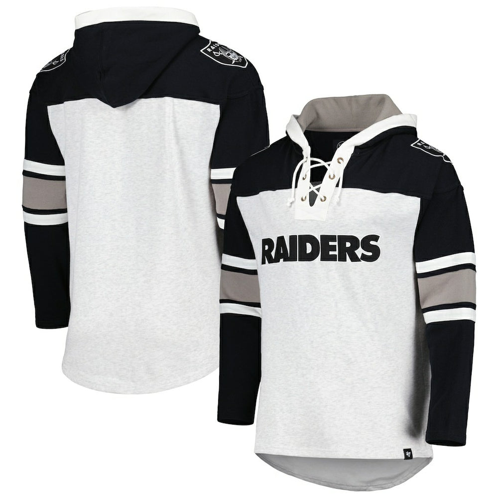 Las Vegas Raiders '47 Gridiron Lace-Up Pullover Hoodie - Heather Gray online