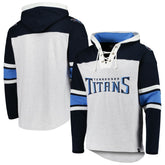 Tennessee Titans '47 Gridiron Lace-Up Pullover Hoodie - Heather Gray for sale
