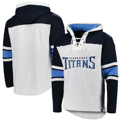 Tennessee Titans '47 Gridiron Lace-Up Pullover Hoodie - Heather Gray for sale