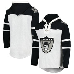 Las Vegas Raiders '47 Historic Logo Gridiron Lace-Up Pullover Hoodie - Heather Gray sale