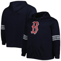 Boston Red Sox Women's Plus Size Front Logo Full-Zip Hoodie - Navy/Heather Gray