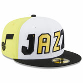 Utah Jazz Back Half 59FIFTY Fitted Hat - White/Black | New Era for sale
