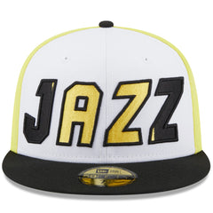 Utah Jazz Back Half 59FIFTY Fitted Hat - White/Black | New Era for sale