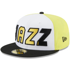 Utah Jazz Back Half 59FIFTY Fitted Hat - White/Black | New Era for sale