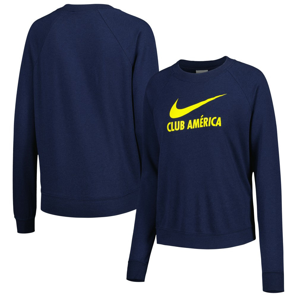 Club America Women's Lockup Varsity Tri-Blend Raglan Pullover Sweatshirt - Navy | Nike on sale