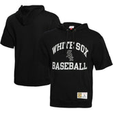 Chicago White Sox Cooperstown Collection Washed Fleece Pullover Short Sleeve Hoodie - Black | Mitchell & Ness