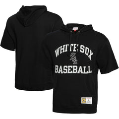 Chicago White Sox Cooperstown Collection Washed Fleece Pullover Short Sleeve Hoodie - Black | Mitchell & Ness