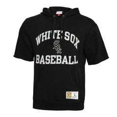 Chicago White Sox Cooperstown Collection Washed Fleece Pullover Short Sleeve Hoodie - Black | Mitchell & Ness
