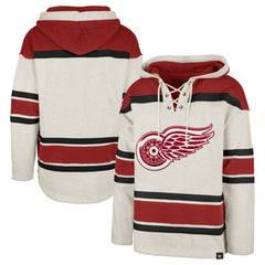Detroit Red Wings '47 Rockaway Lace-Up Pullover Hoodie Oatmeal