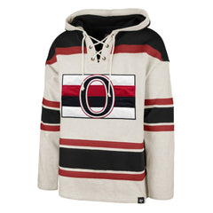 Ottawa Senators '47 Rockaway Lace-Up Pullover Hoodie Oatmeal