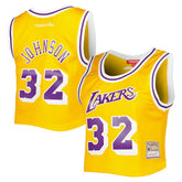 Magic Johnson Los Angeles Lakers Women's 1984 Hardwood Classics Crop Player Tank Top - Gold | Mitchell & Ness outlet
