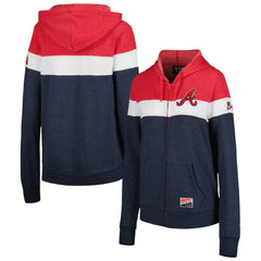 Atlanta Braves Women's Colorblock Full-Zip Hoodie Jacket - Heather Navy | New Era