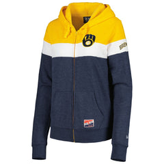 Milwaukee Brewers Women's Colorblock Full-Zip Hoodie Jacket - Heather Navy | New Era