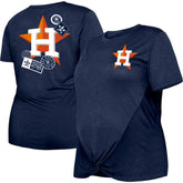 Houston Astros Women's Plus Size Two-Hit Front Knot T-Shirt - Navy | New Era