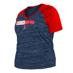 Boston Red Sox Women's Plus Size Space Dye Raglan V-Neck T-Shirt - Navy | New Era