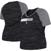 Chicago White Sox Women's Plus Size Space Dye Raglan V-Neck T-Shirt - Black | New Era