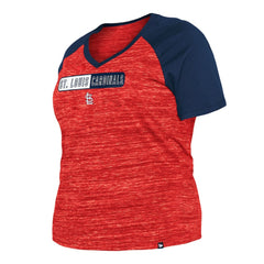 St. Louis Cardinals Women's Plus Size Space Dye Raglan V-Neck T-Shirt - Red | New Era