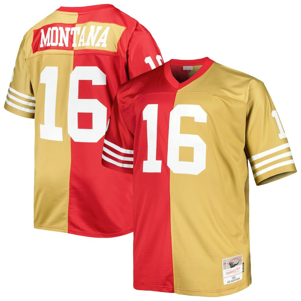 Joe Montana San Francisco 49ers Big & Tall Split Legacy Retired Player Replica Jersey - Scarlet/Gold discount