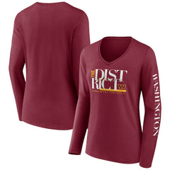 Washington Commanders Women's Hometown Sweep Long Sleeve V-Neck T-Shirt - Burgundy cheap