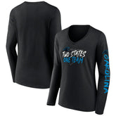 Carolina Panthers Women's Hometown Sweep Long Sleeve V-Neck T-Shirt - Black discount