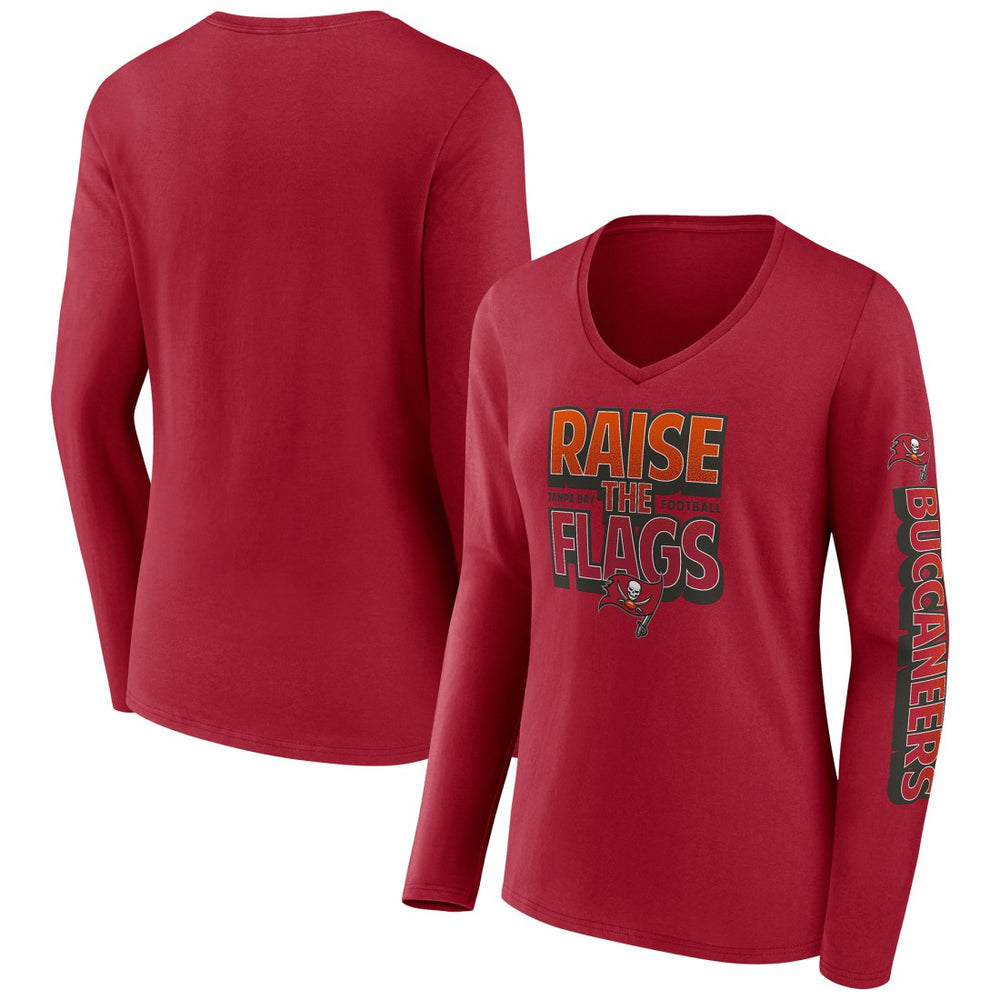 Tampa Bay Buccaneers Women's Hometown Sweep Long Sleeve V-Neck T-Shirt - Red sale