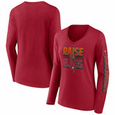 Tampa Bay Buccaneers Women's Hometown Sweep Long Sleeve V-Neck T-Shirt - Red sale