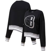 Brooklyn Nets Pro Standard Women's Mash Up Pullover Sweatshirt - Black cheap