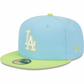 Los Angeles Dodgers Spring Color Two-Tone 59FIFTY Fitted Hat - Light Blue/Neon Green | New Era
