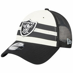 Las Vegas Raiders New Era Team Stripe Trucker 9FORTY Snapback Hat - Cream/Black cheap