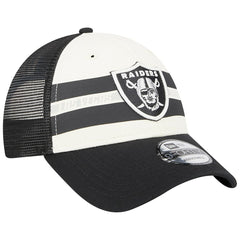 Las Vegas Raiders New Era Team Stripe Trucker 9FORTY Snapback Hat - Cream/Black cheap