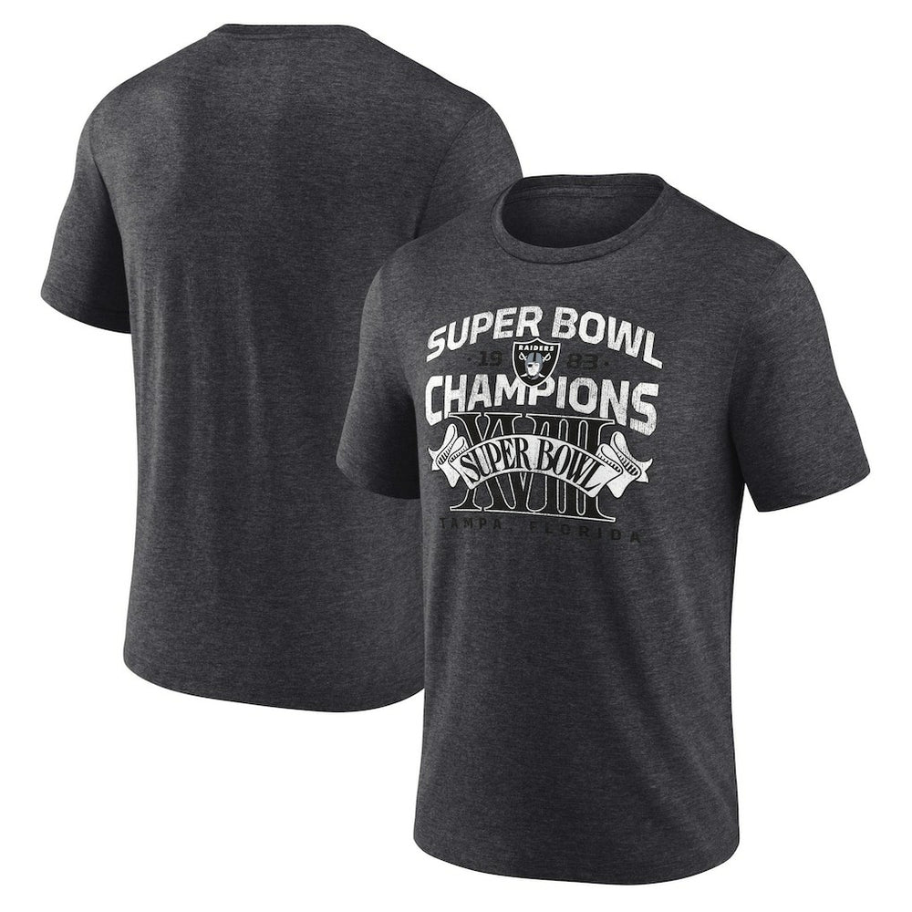 Las Vegas Raiders Hometown Old-Fashioned Super Bowl XVIII Champions Tri-Blend T-Shirt - Charcoal discount