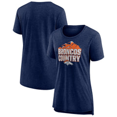 Denver Broncos Women's Hometown First Down Tri-Blend T-Shirt - Heather Navy discount