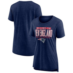 New England Patriots Women's Hometown First Down Tri-Blend T-Shirt - Heather Navy discount