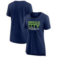 Seattle Seahawks Women's Hometown First Down Tri-Blend T-Shirt - Heather College Navy sale