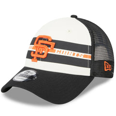 San Francisco Giants Team Stripe Trucker 9FORTY Snapback Hat - White/Black | New Era